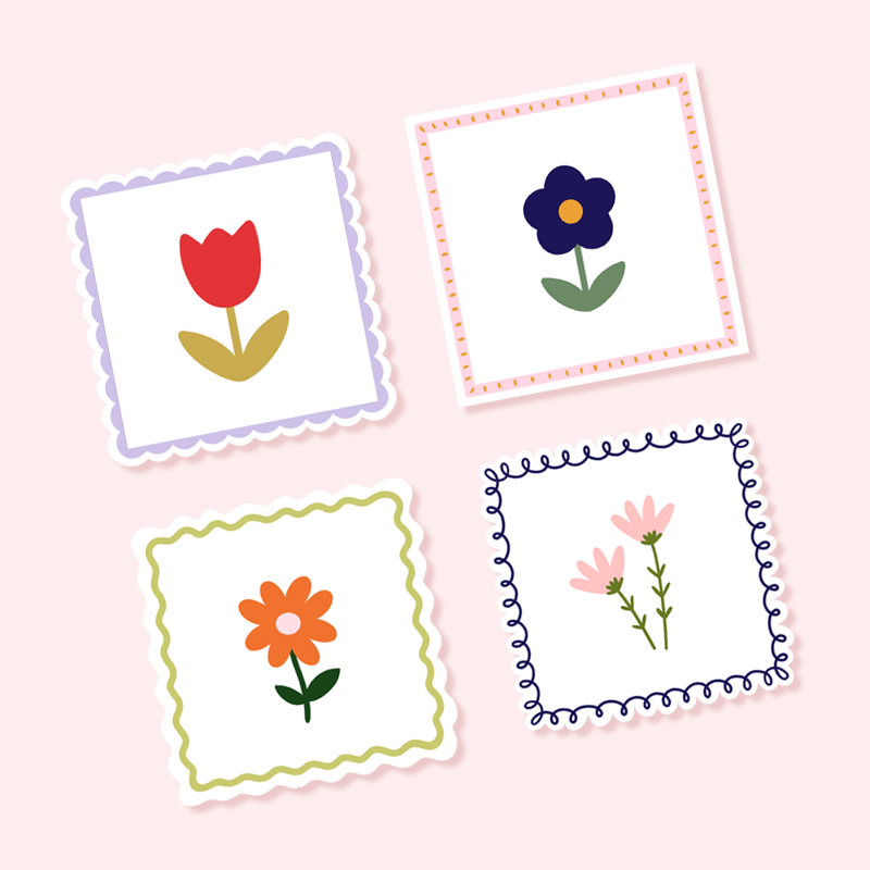 Flower Stamp Sticker Pack