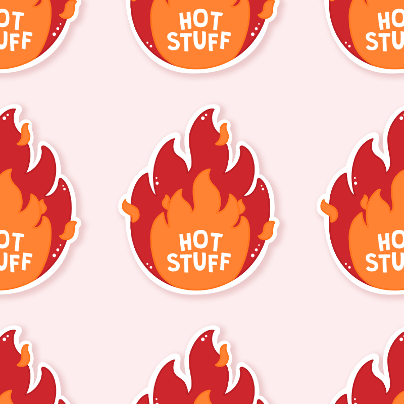 Hot Stuff Flame Sticker