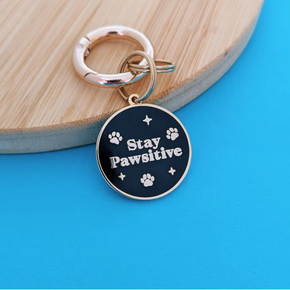 Stay Pawsitive Custom Engraved Dog Tag