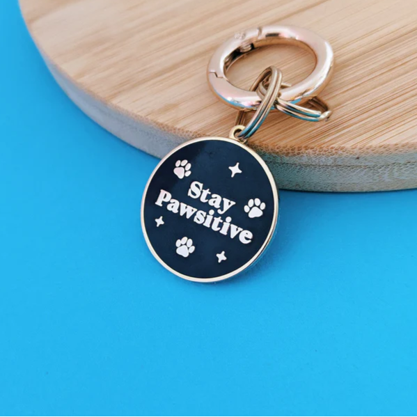 Stay Pawsitive Custom Engraved Dog Tag