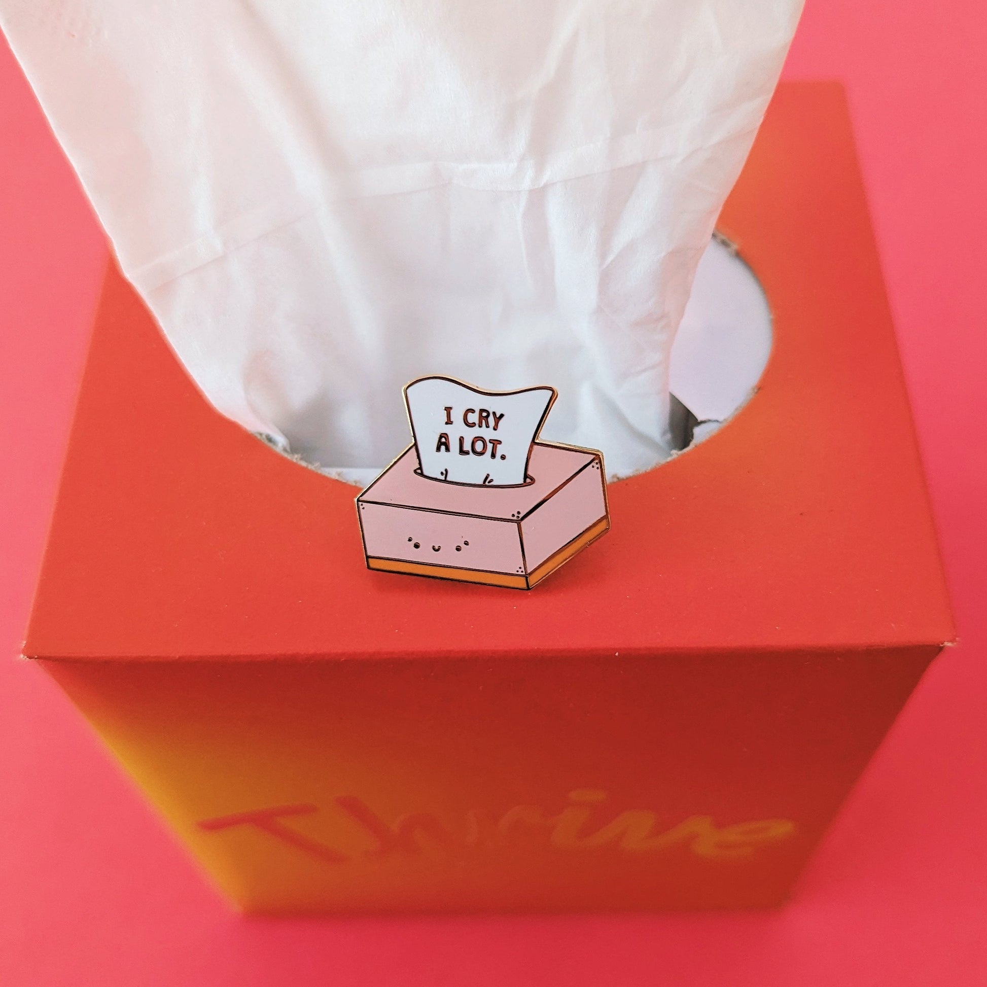 I cry a lot enamel pin badge