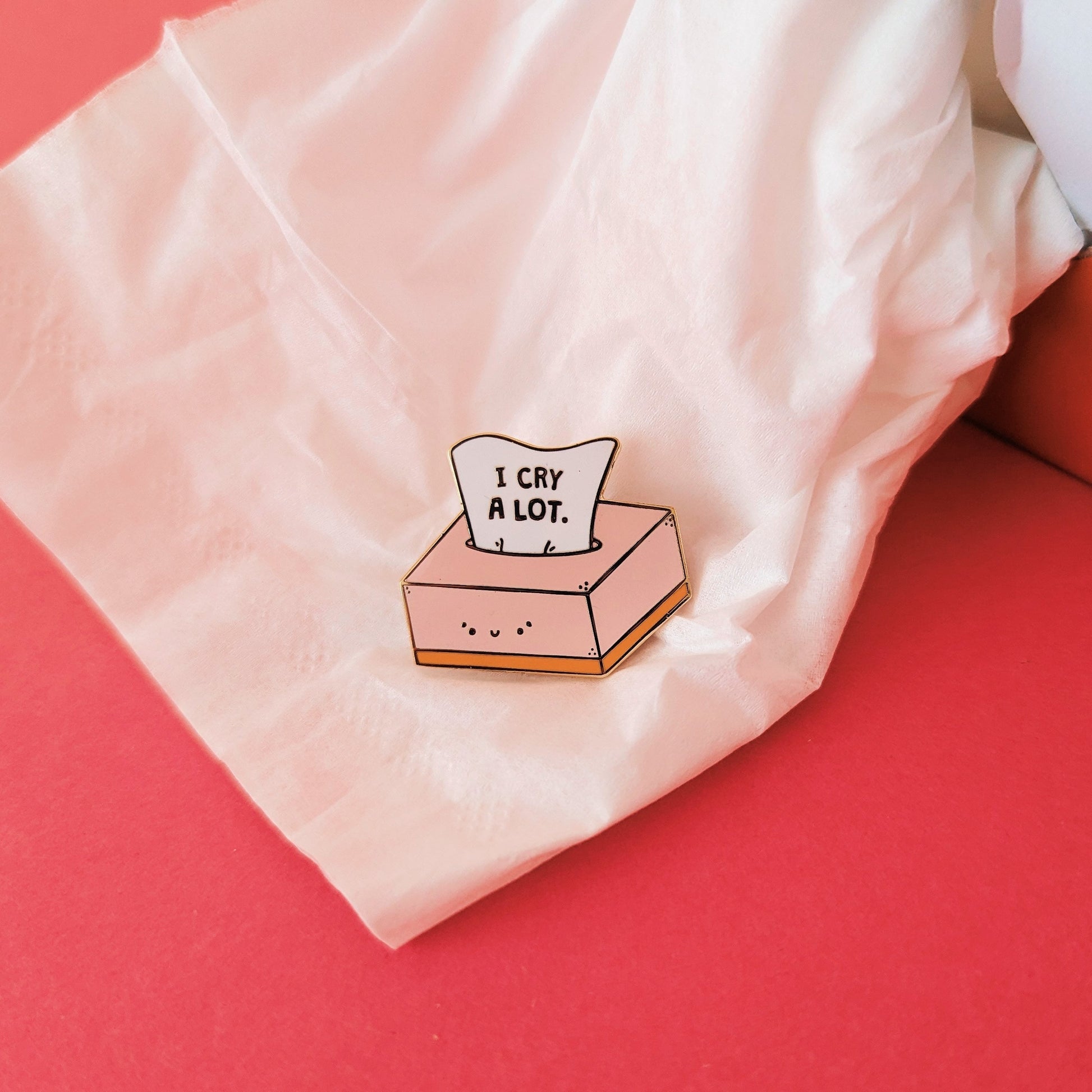 I cry a lot enamel pin badge