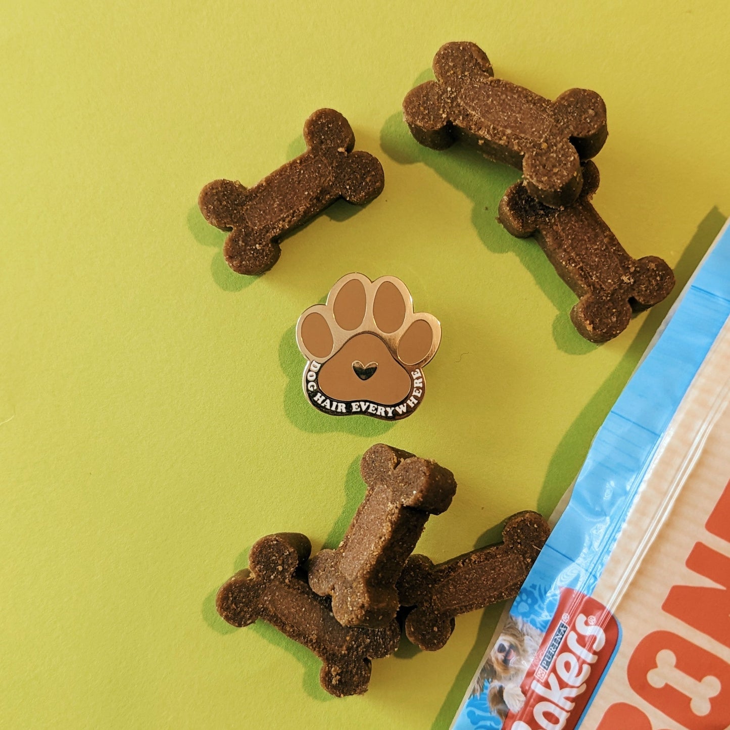 dog hair everywhere enamel pin badge