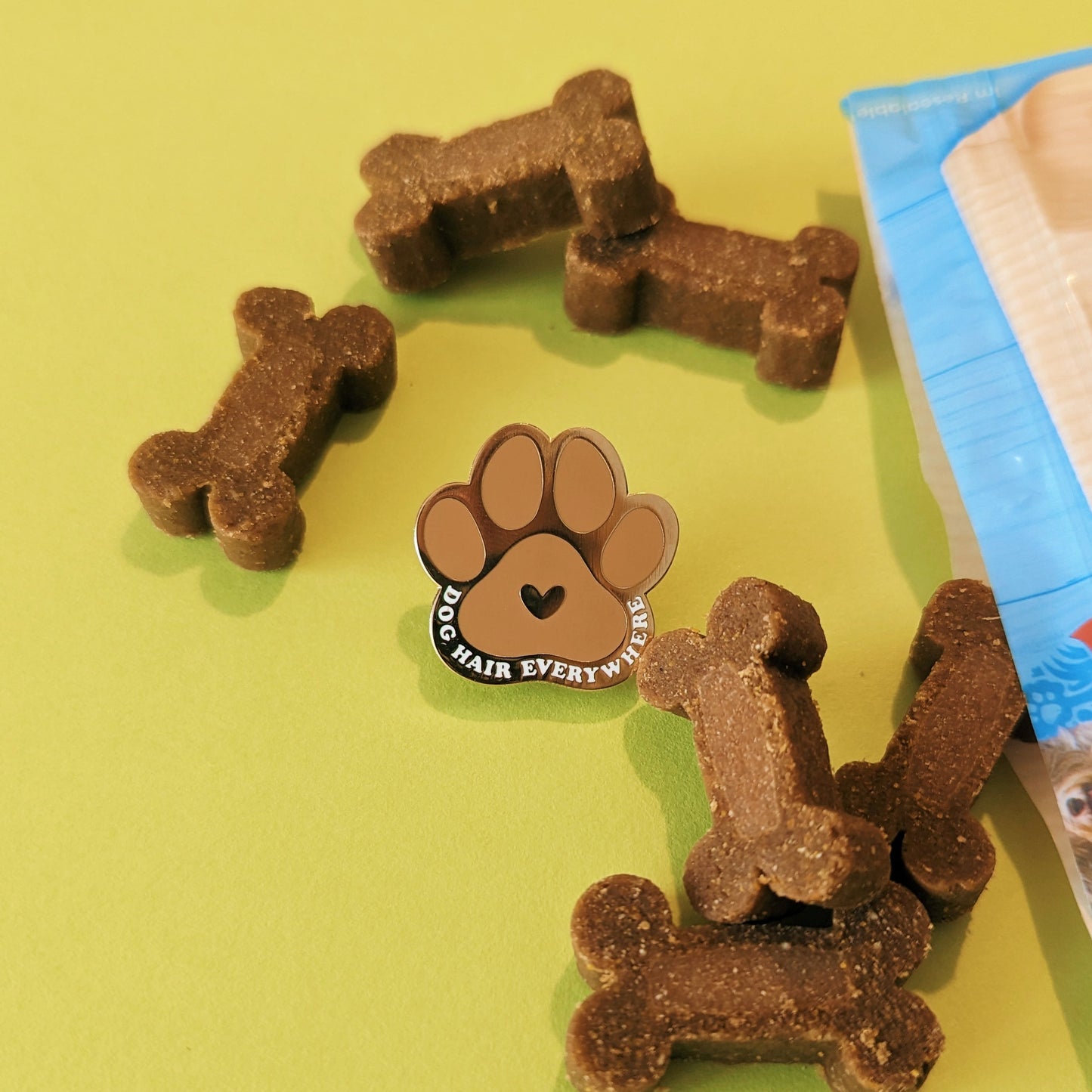 dog hair everywhere enamel pin badge