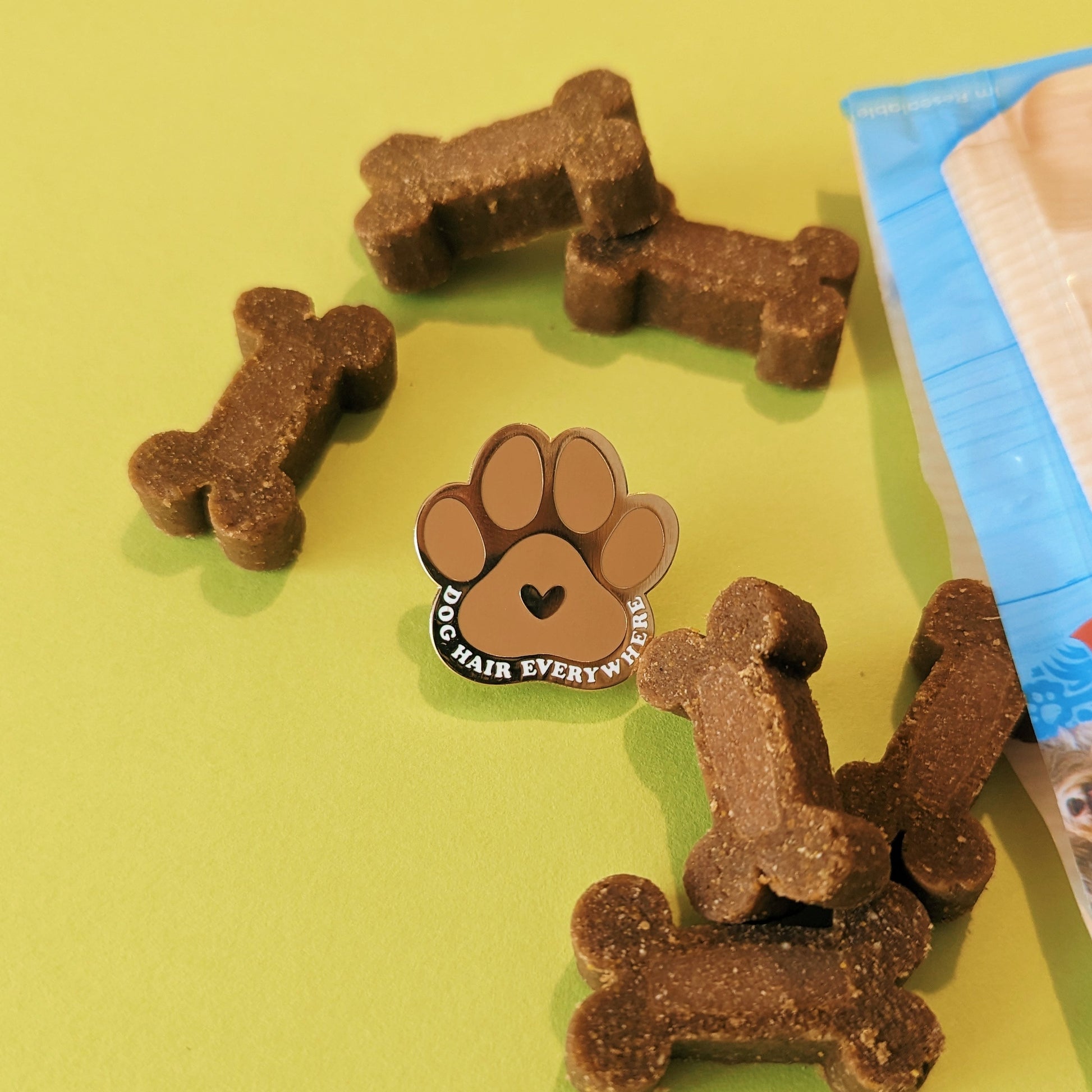dog hair everywhere enamel pin badge