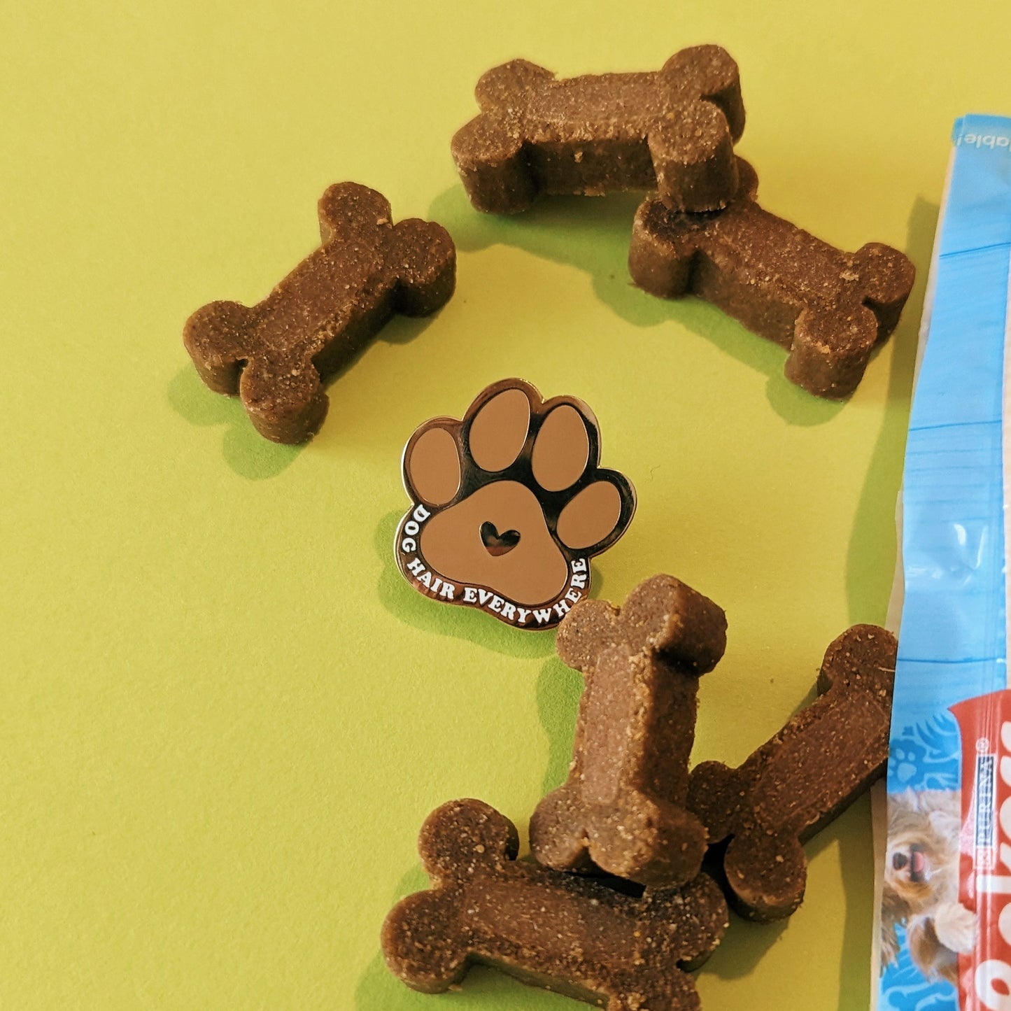 dog hair everywhere enamel pin badge