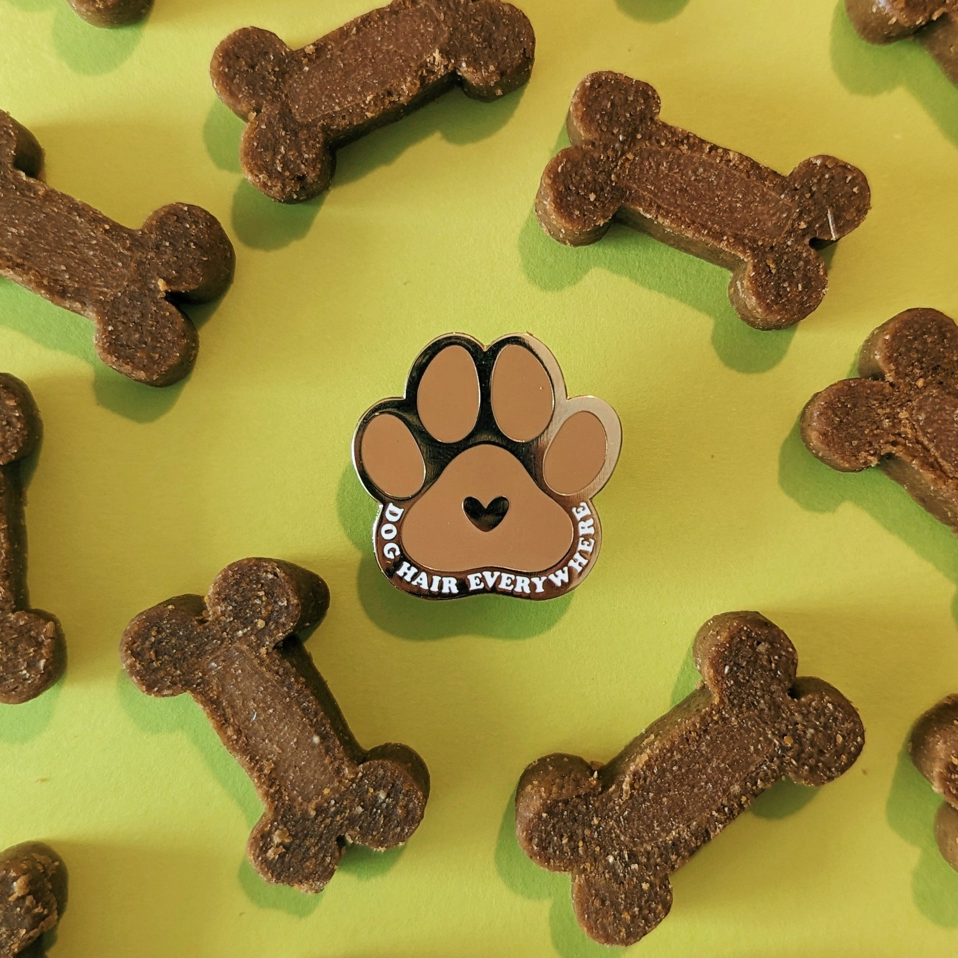 dog hair everywhere enamel pin badge