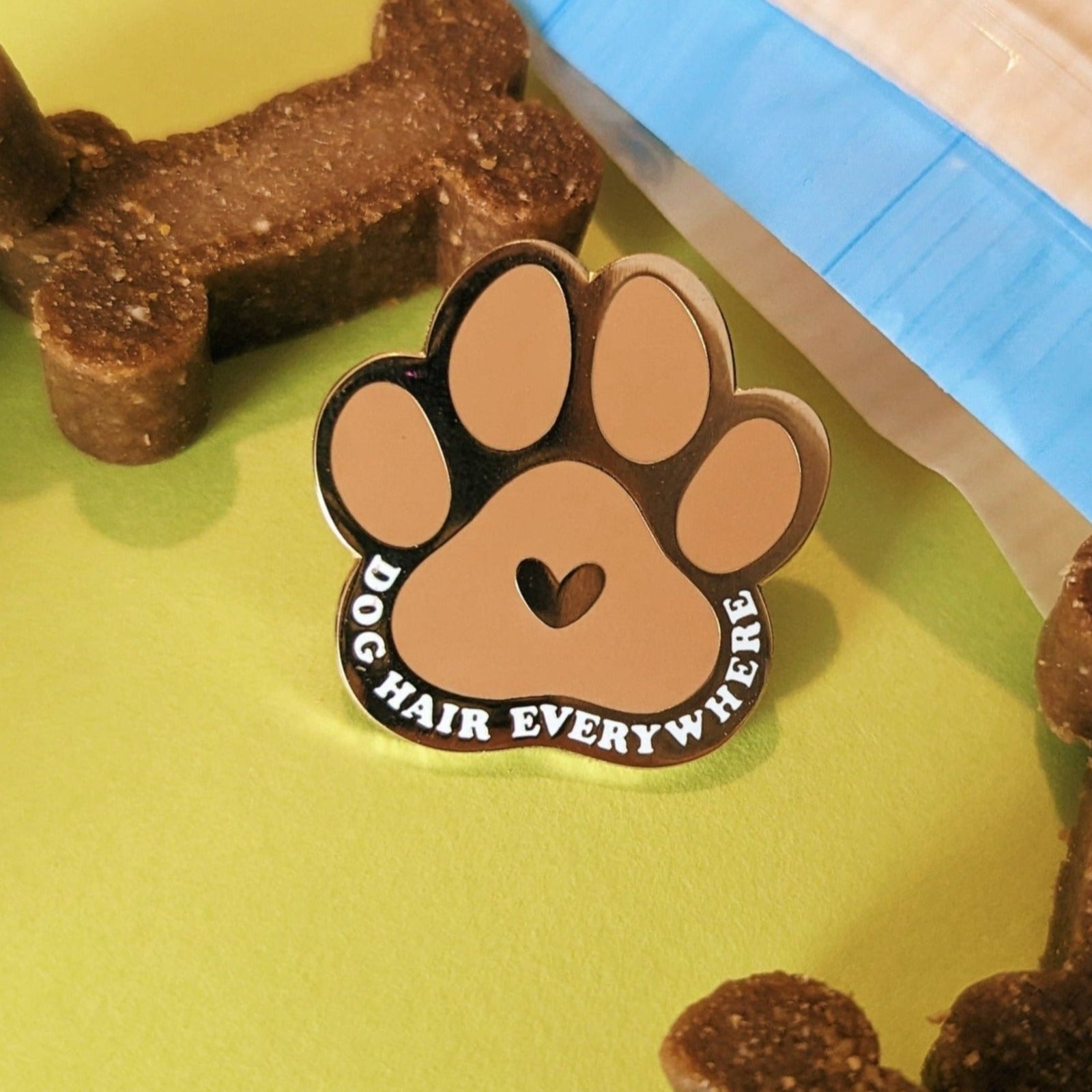 dog hair everywhere enamel pin badge