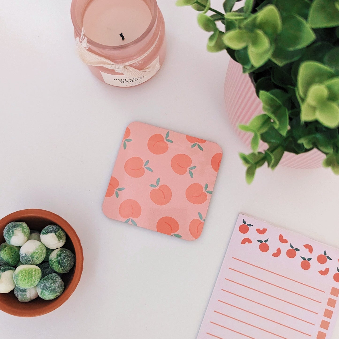 peach office decor