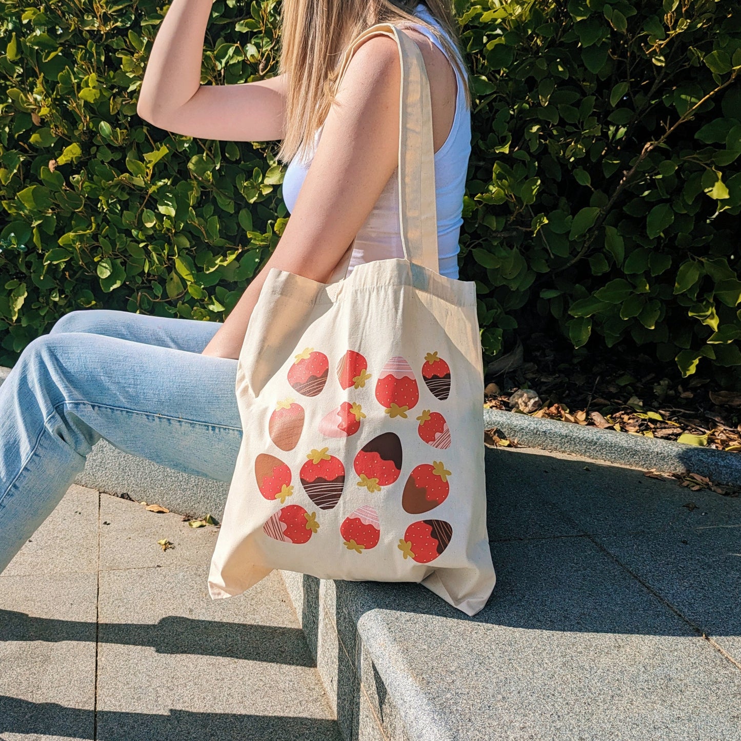 strawberry tote bag