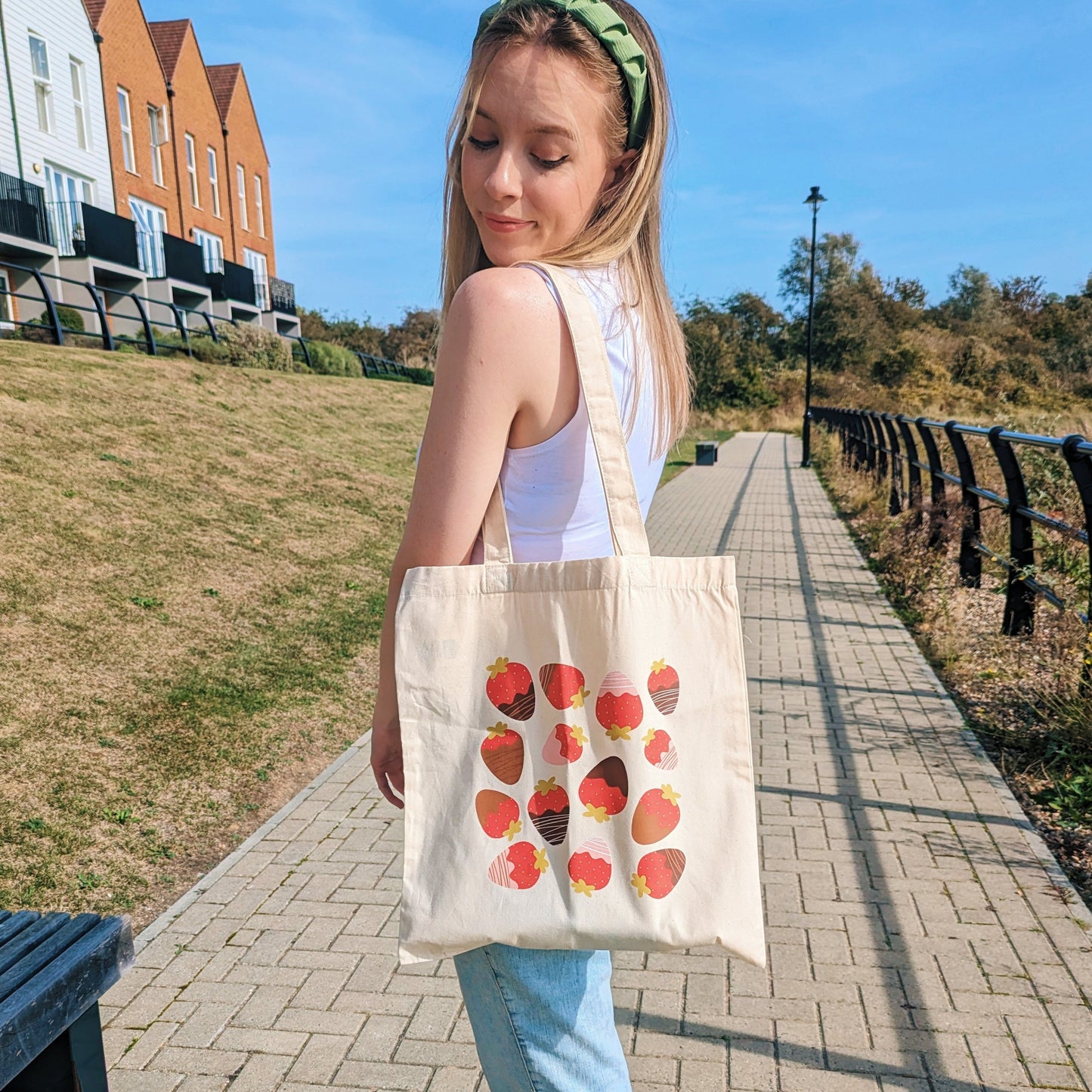 strawberry tote bag