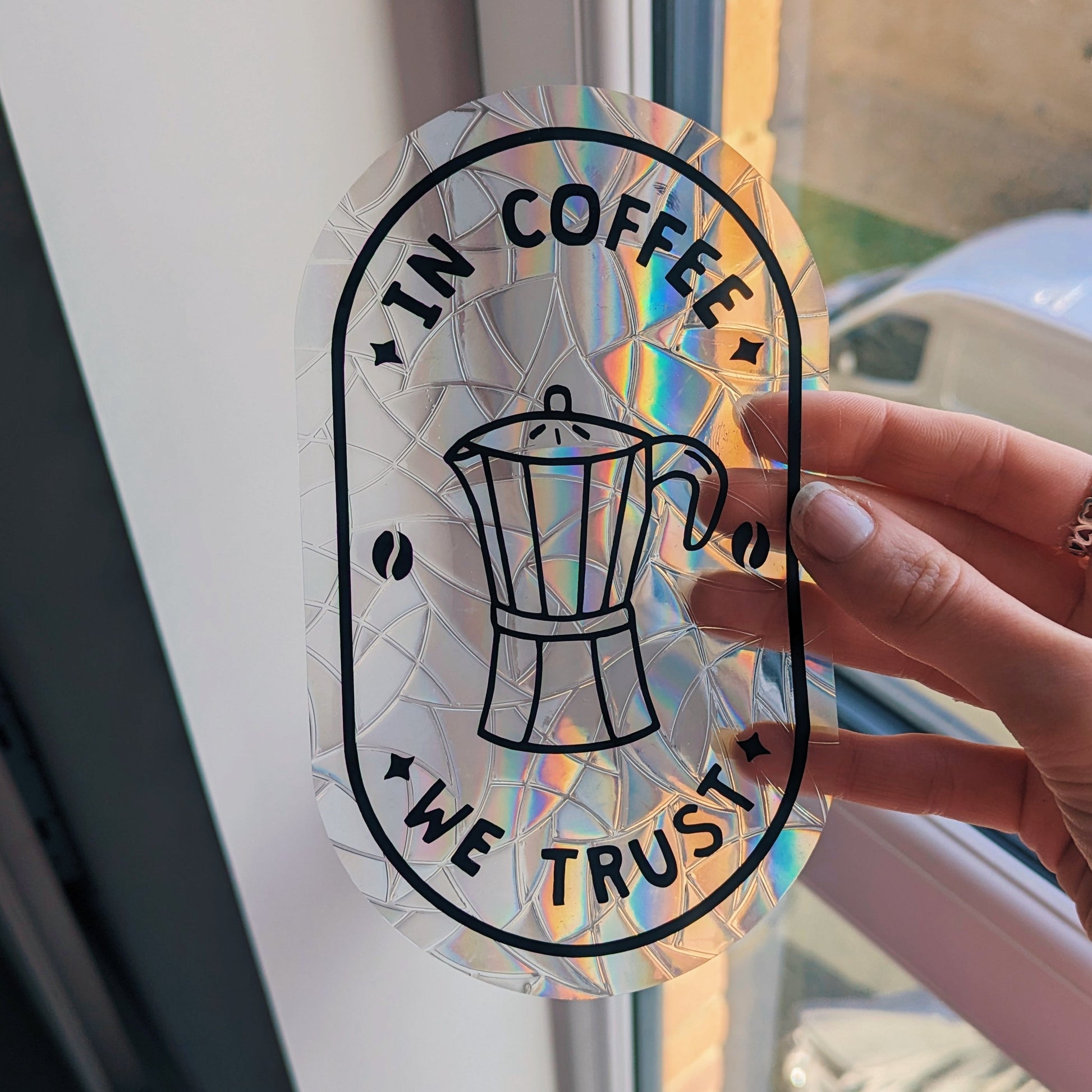 coffee gifts - suncatcher sticker