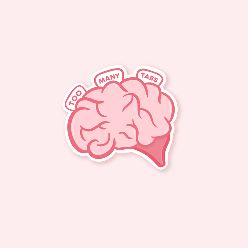 Too Many Tabs Brain Sticker