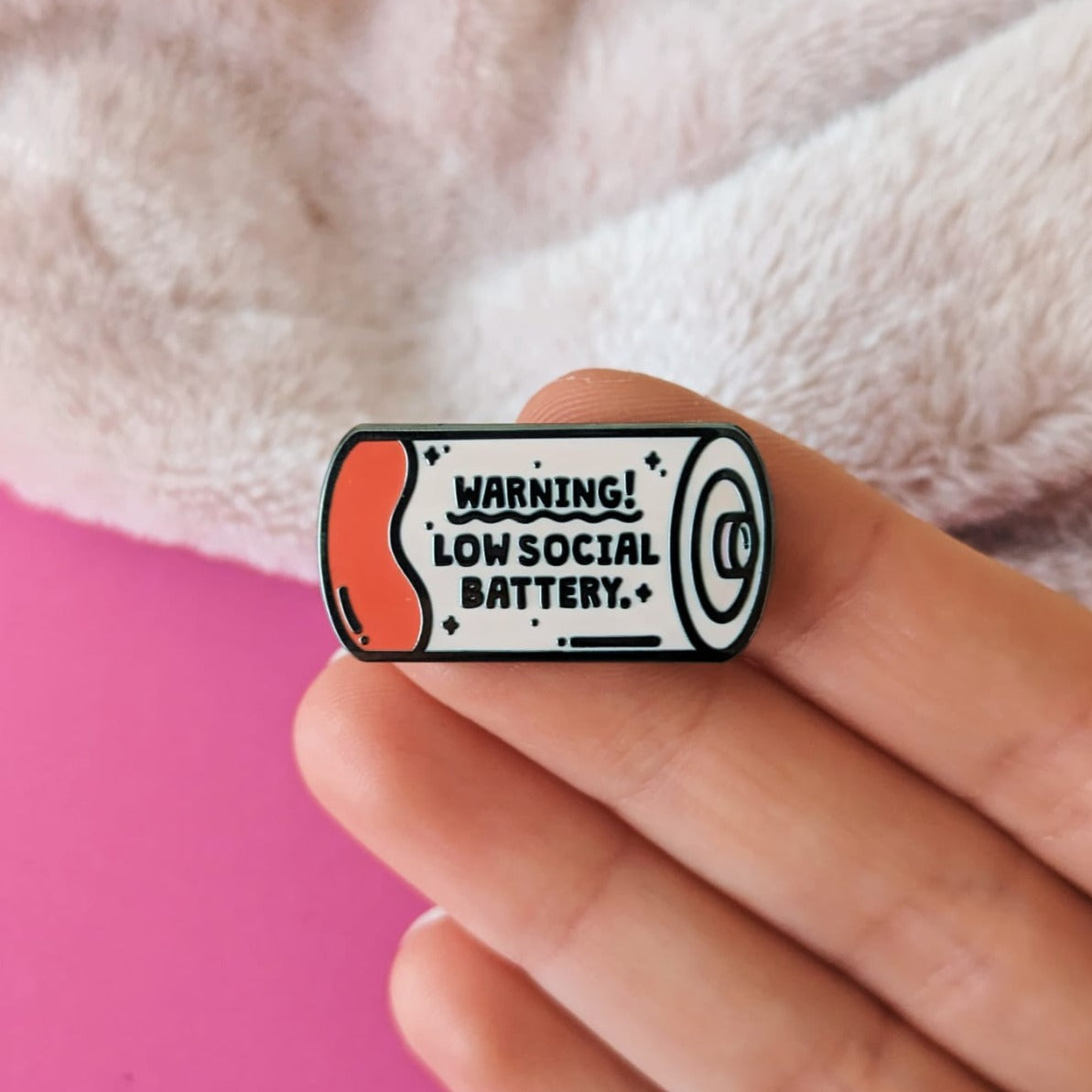 Low Social Battery Enamel Pin Badge