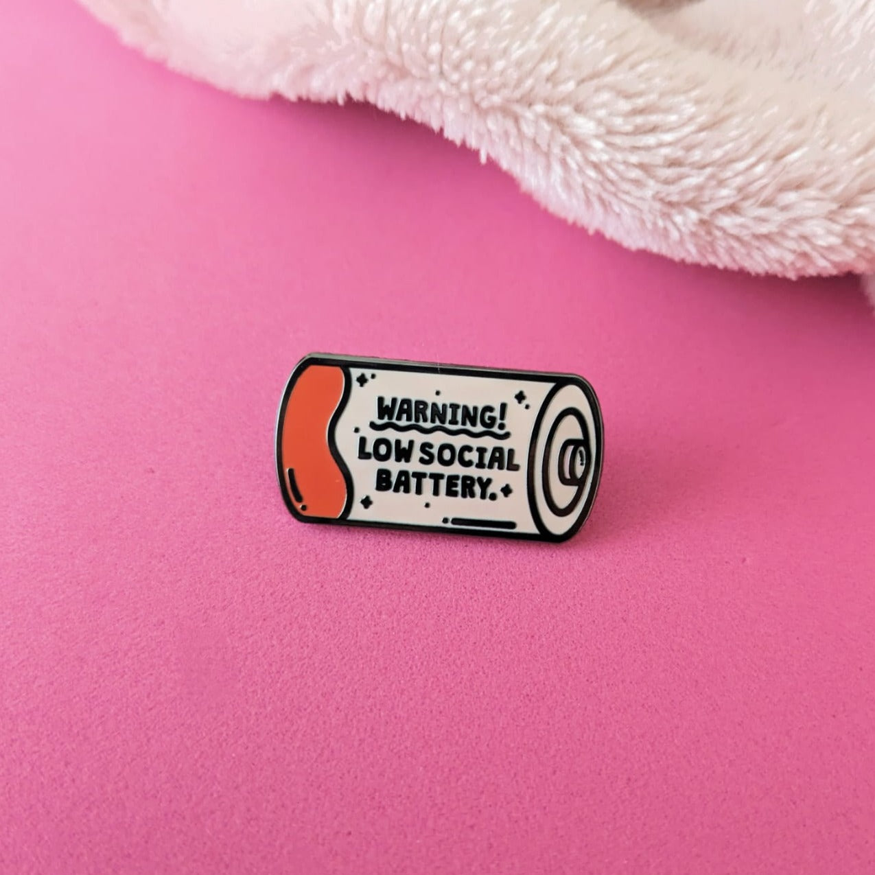 Low Social Battery Enamel Pin Badge