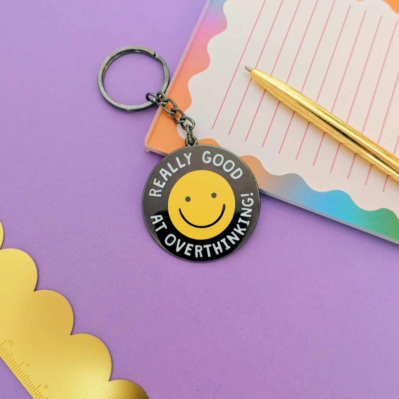 Really Good At Overthinking Enamel Keyring