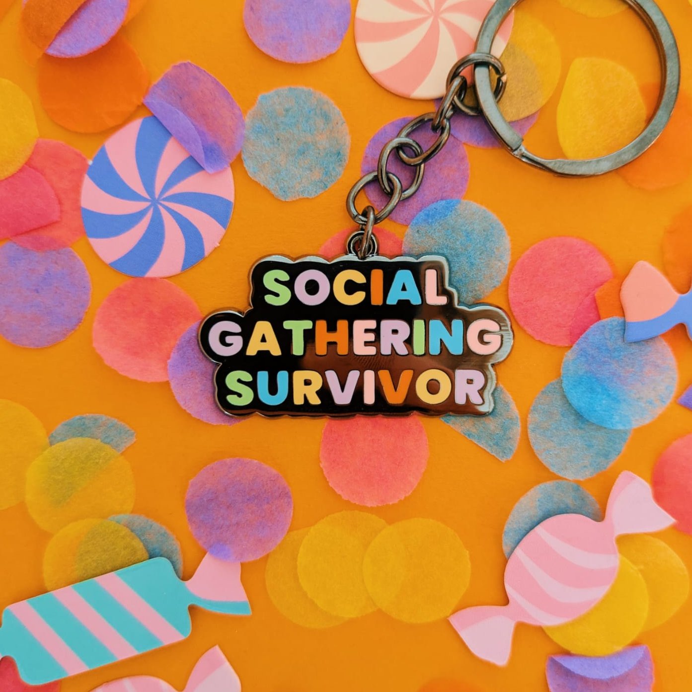 Social Gathering Survivor Enamel Keyring