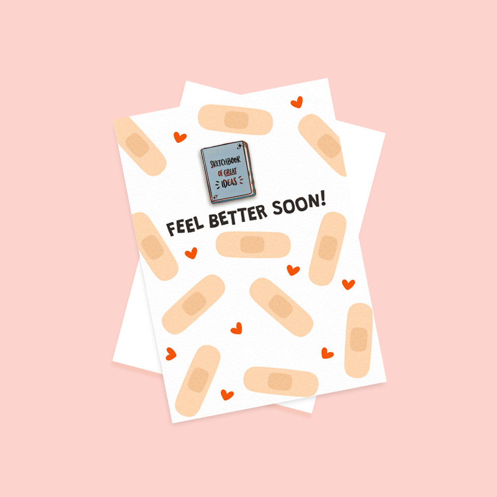 Feel Better Soon Enamel Pin Greetings Card