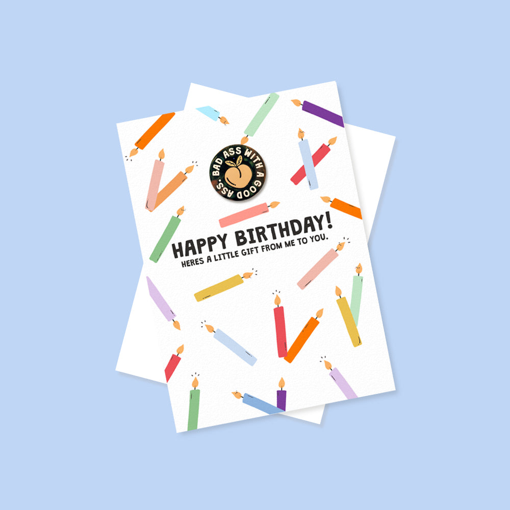 Happy Birthday Enamel Pin Greetings Card
