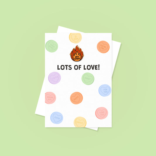 Lots of Love Enamel Pin Greetings Card