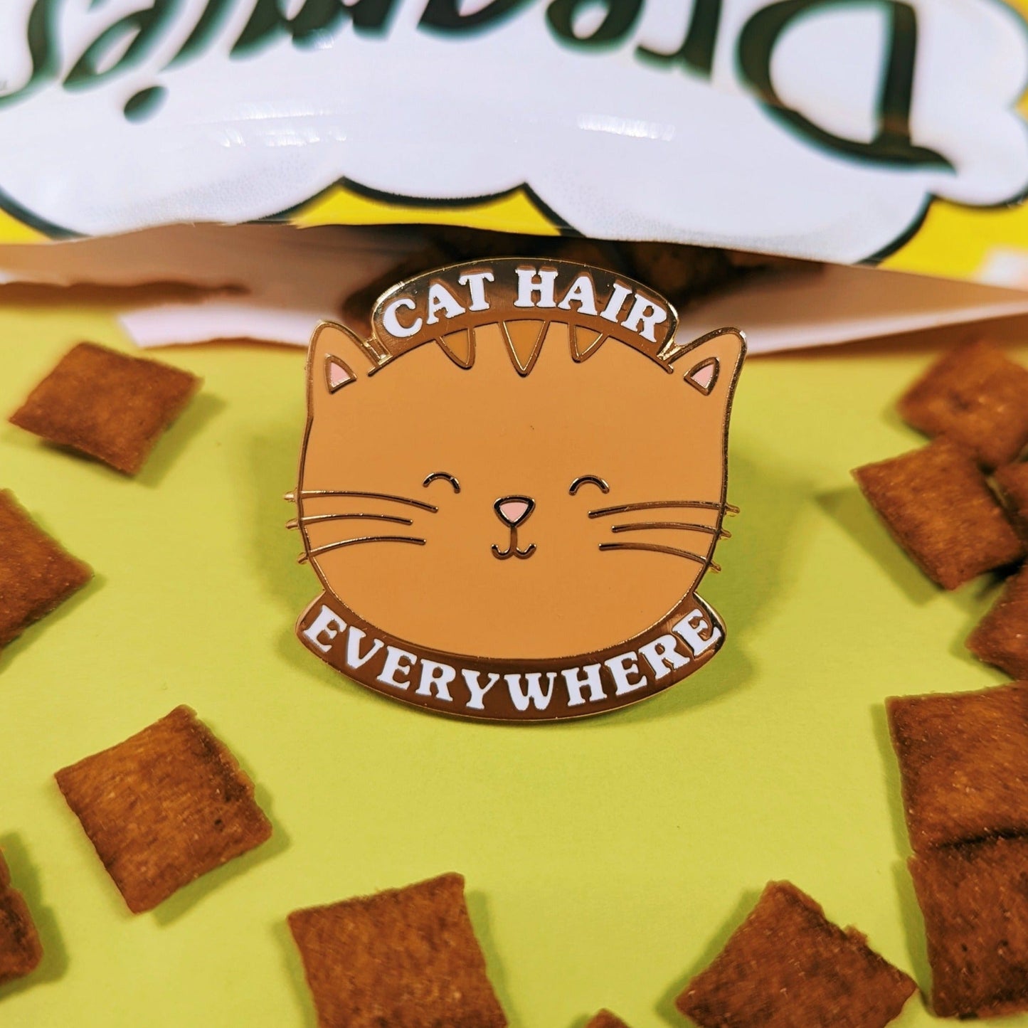 cat hair pin badge