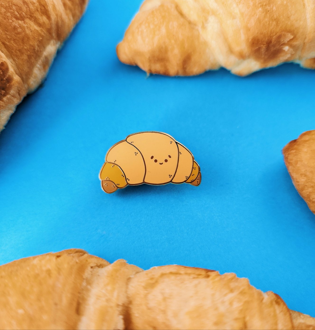 Croissant enamel pin badge