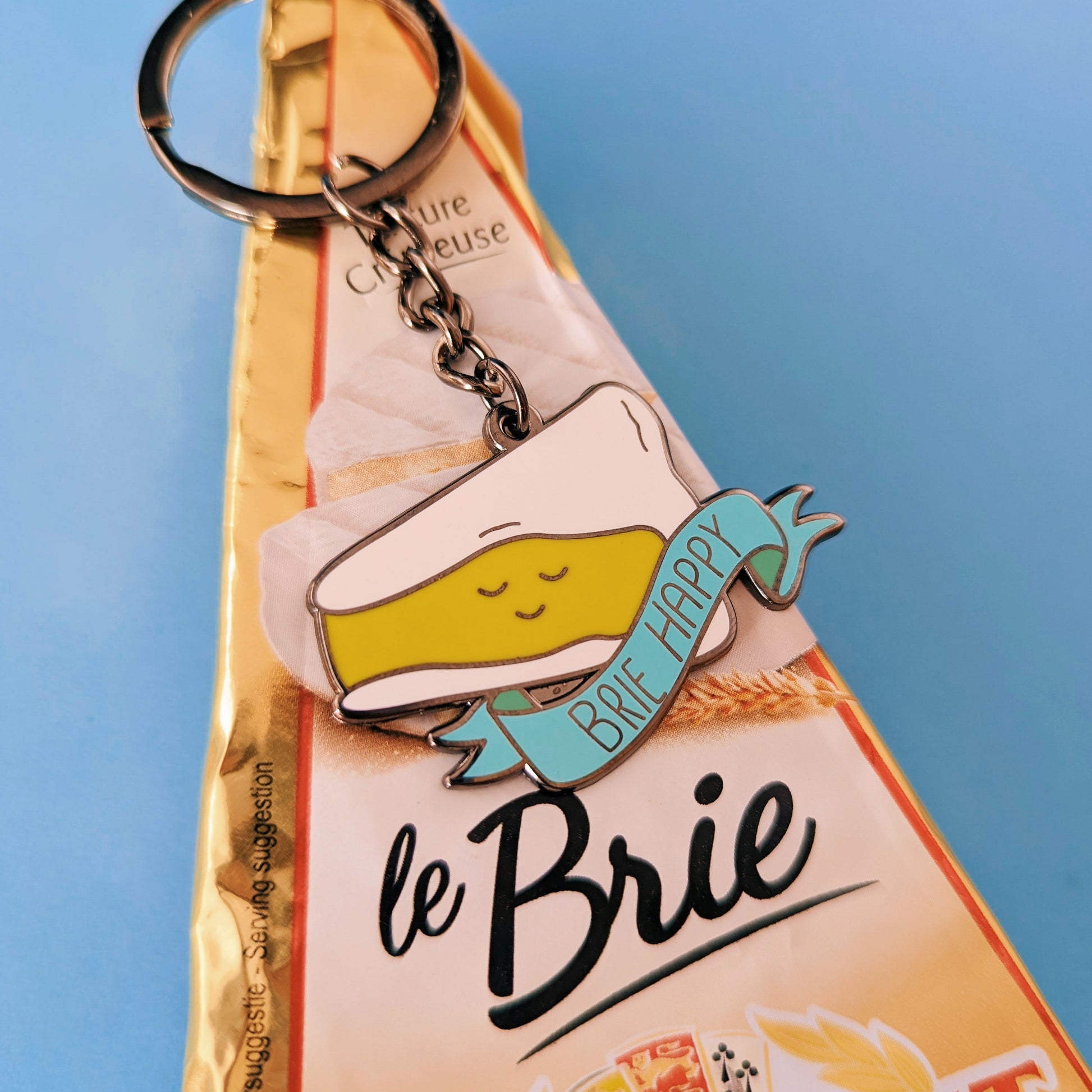 Brie Happy Cheese Keyring - QuinnsPins