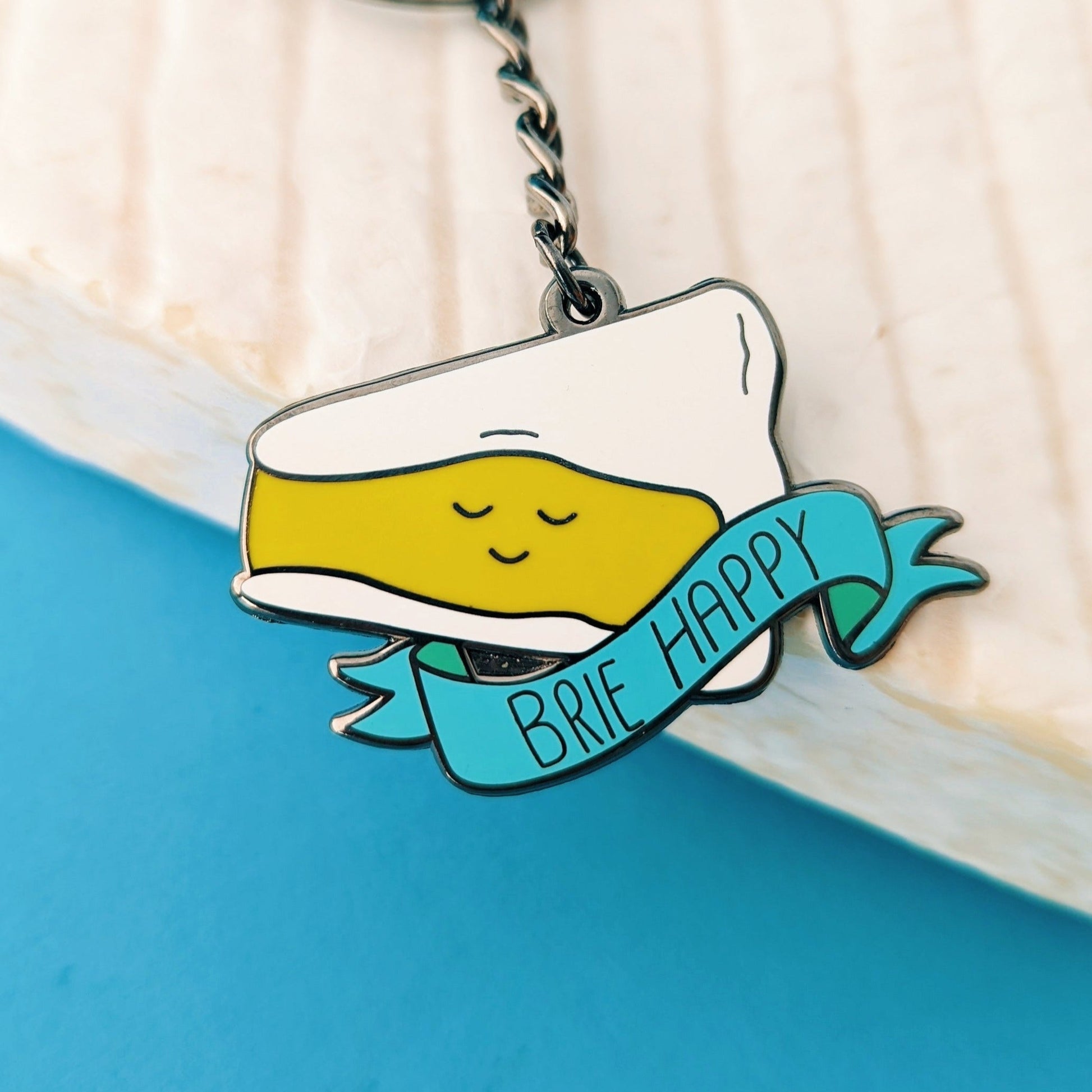 Brie Happy Cheese Keyring - QuinnsPins