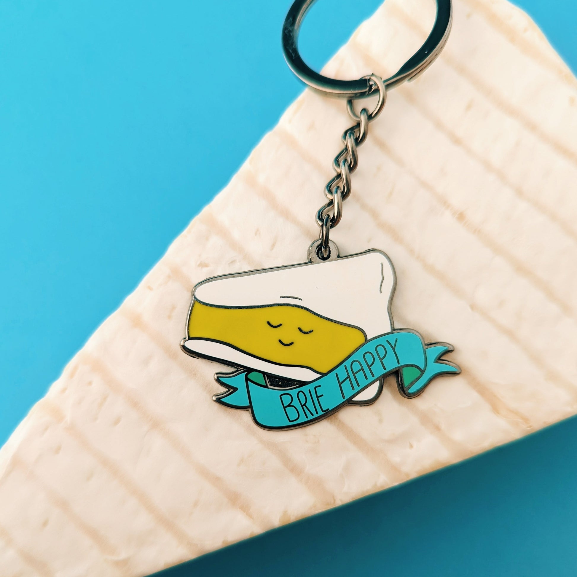 Brie Happy Cheese Keyring - QuinnsPins