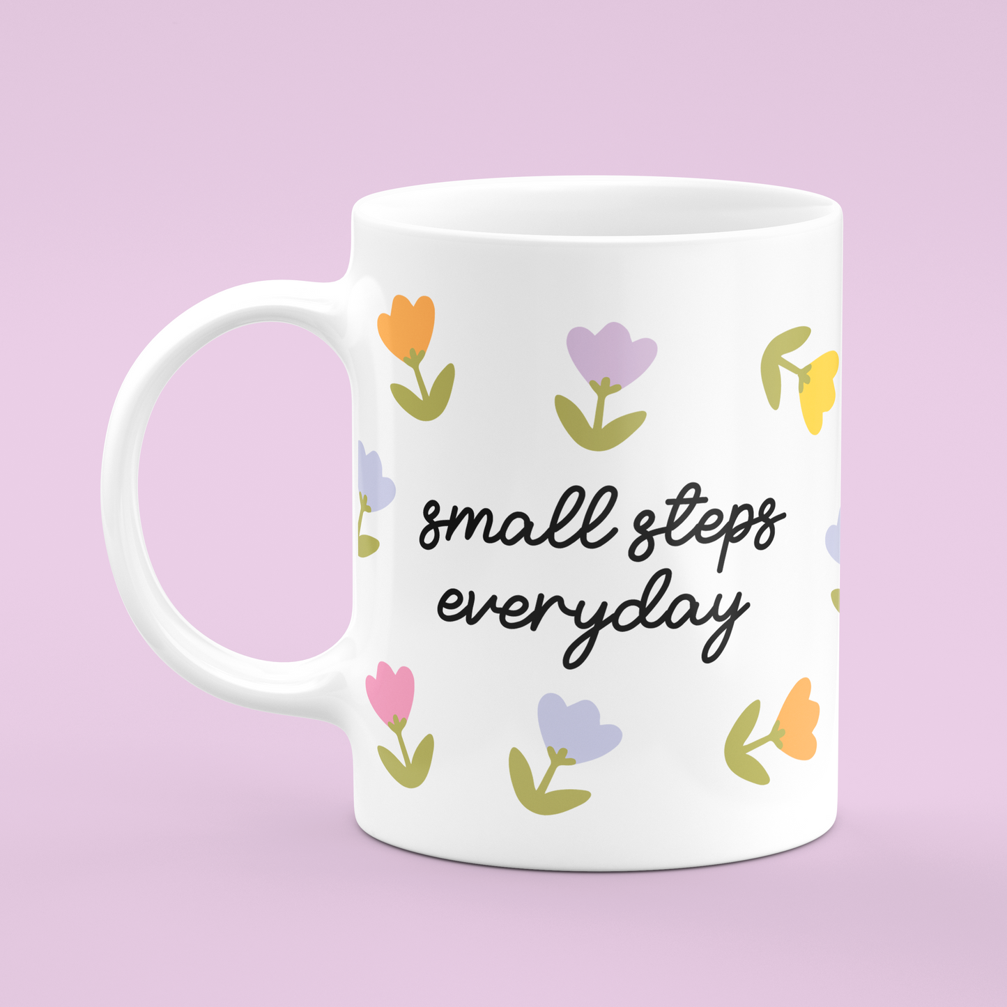 Small Steps Every Day Floral Tulip Mug
