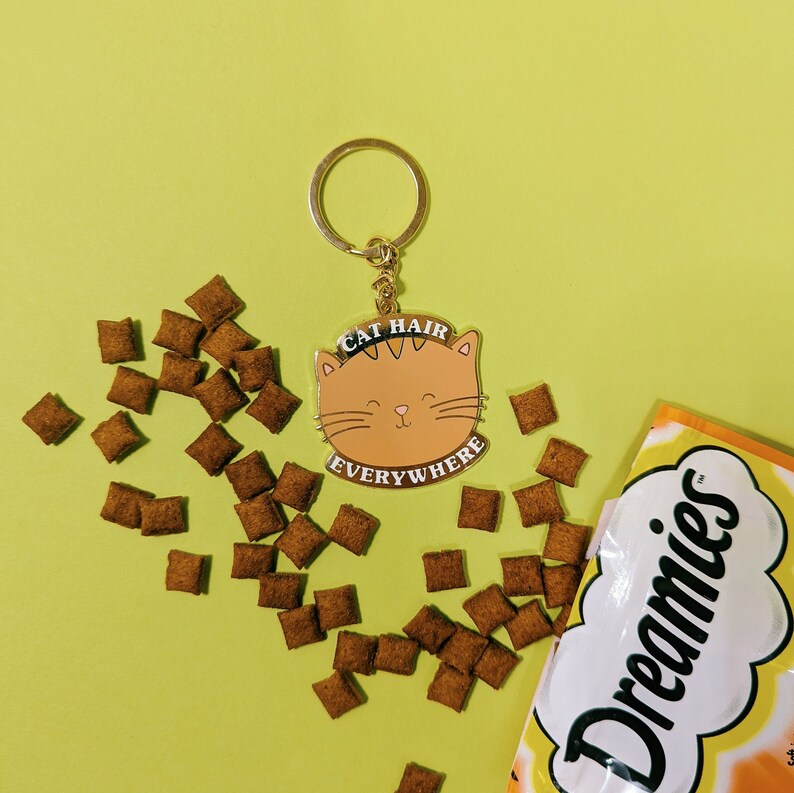 Cat Hair Everywhere Enamel Keyring