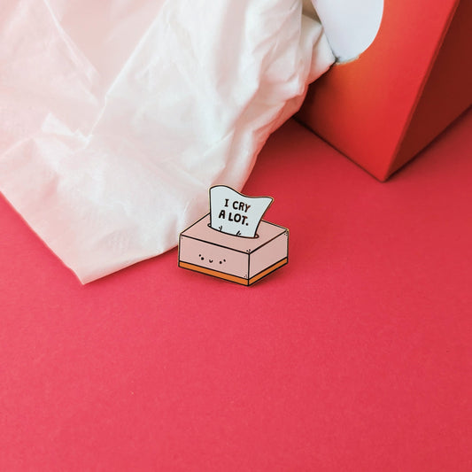 I cry a lot enamel pin badge