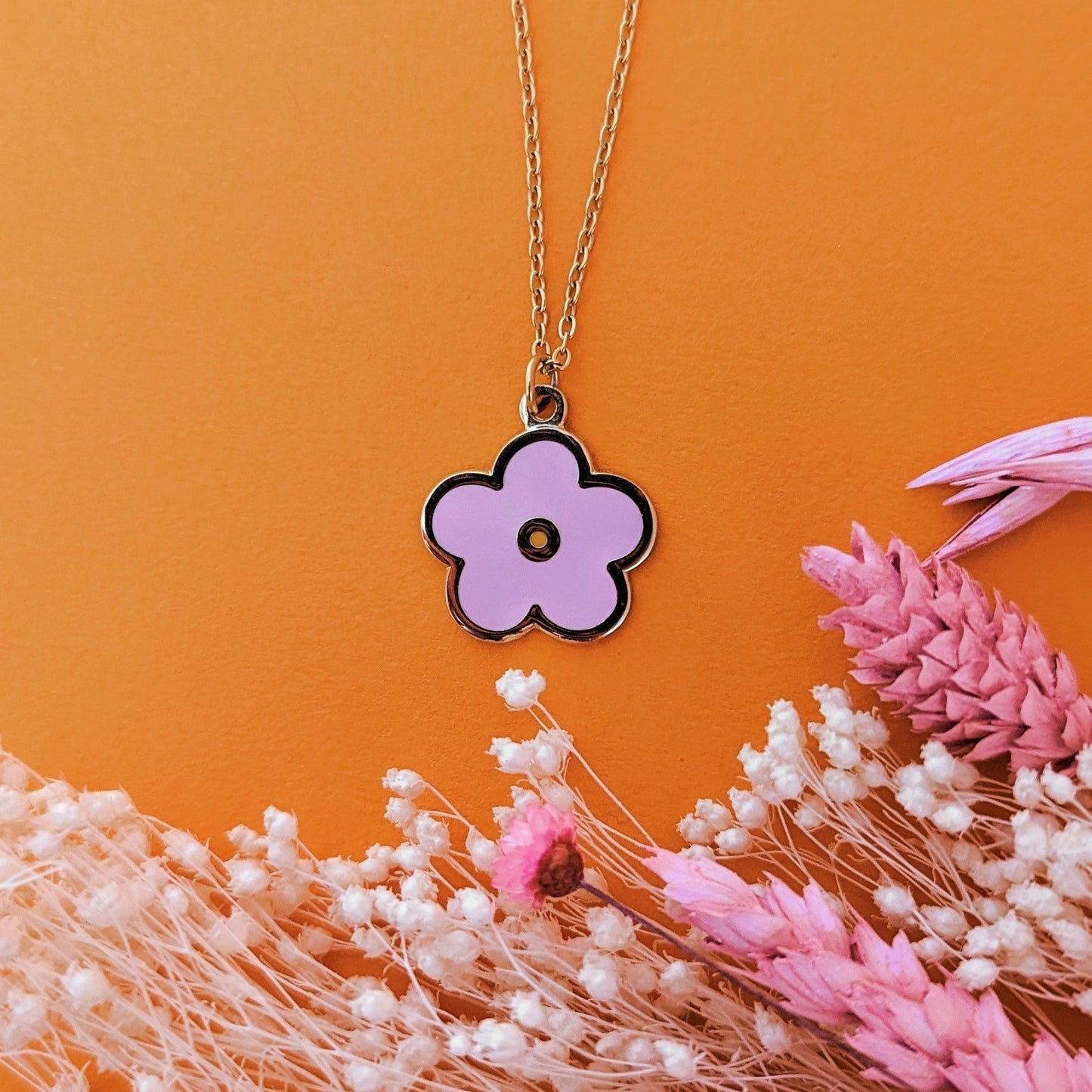 pink flower necklace