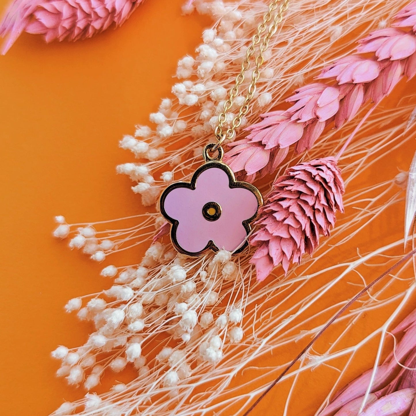 pink flower necklace