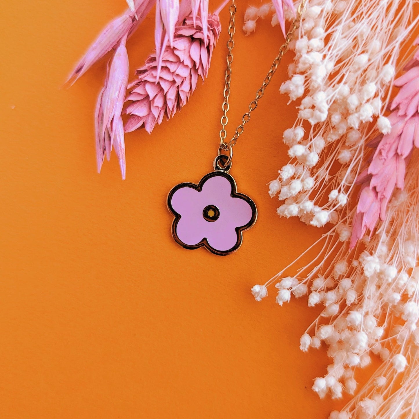 pink flower necklace