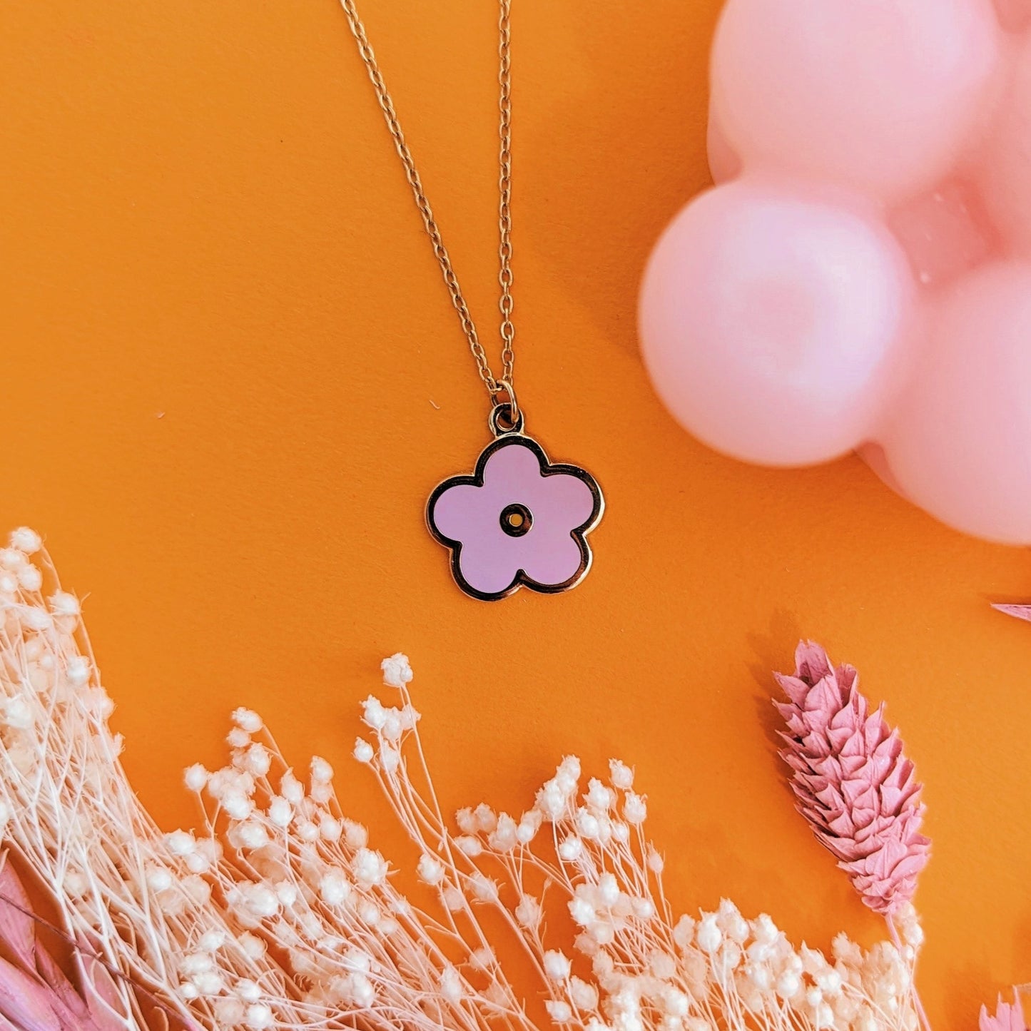 pink flower necklace