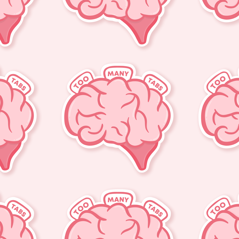 Too Many Tabs Brain Sticker