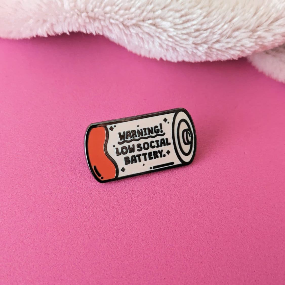 Low Social Battery Enamel Pin Badge
