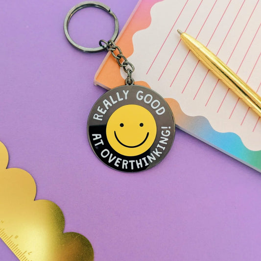 Really Good At Overthinking Enamel Keyring