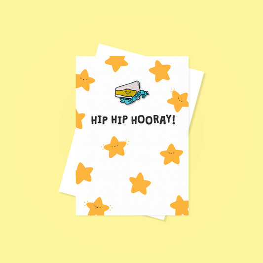 Hip Hip Hooray Enamel Pin Greetings Card