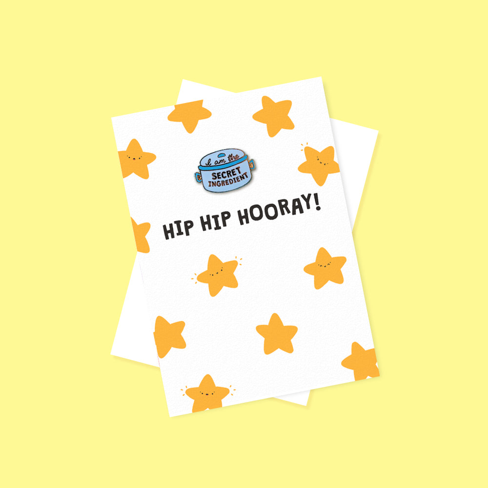 Hip Hip Hooray Enamel Pin Greetings Card