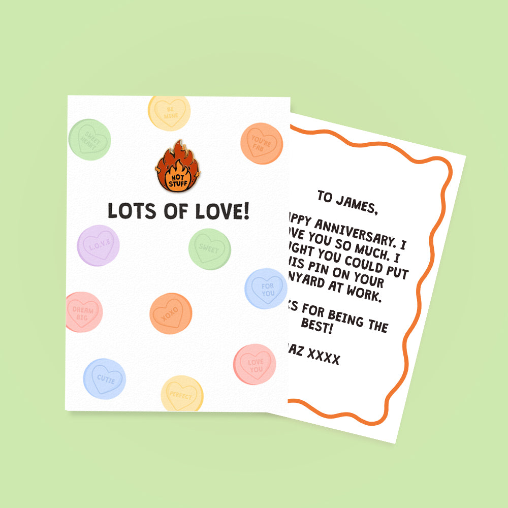 Lots of Love Enamel Pin Greetings Card