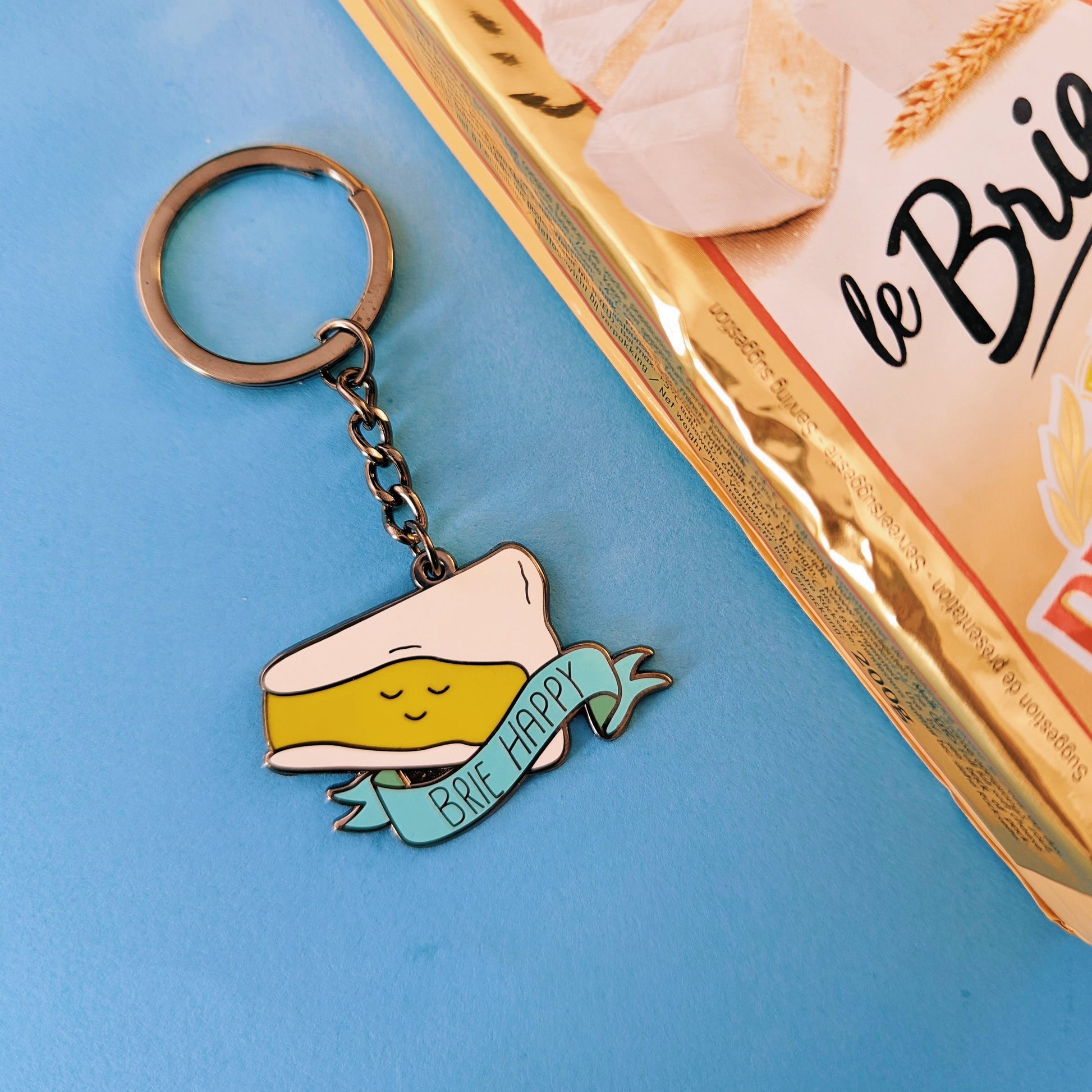 Brie Happy Cheese Keyring - QuinnsPins