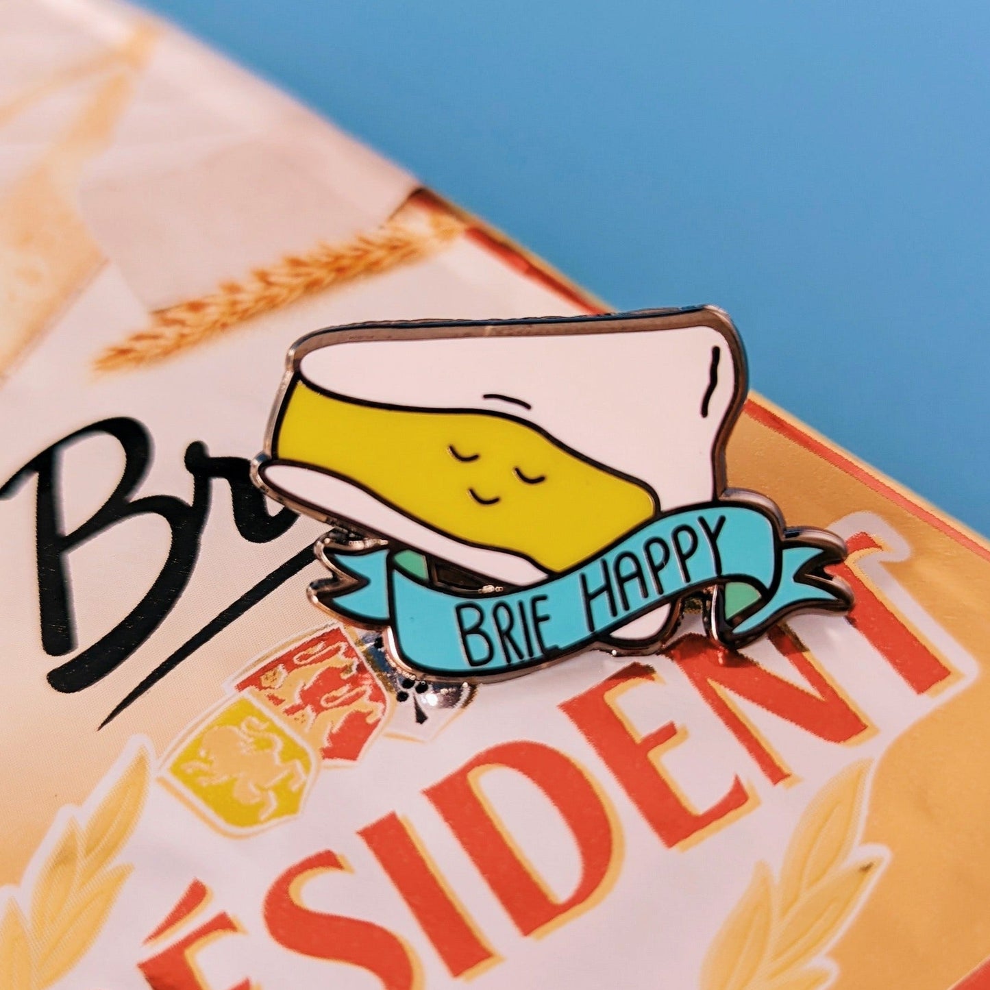 Brie Happy Cheese Enamel Pin - QuinnsPins