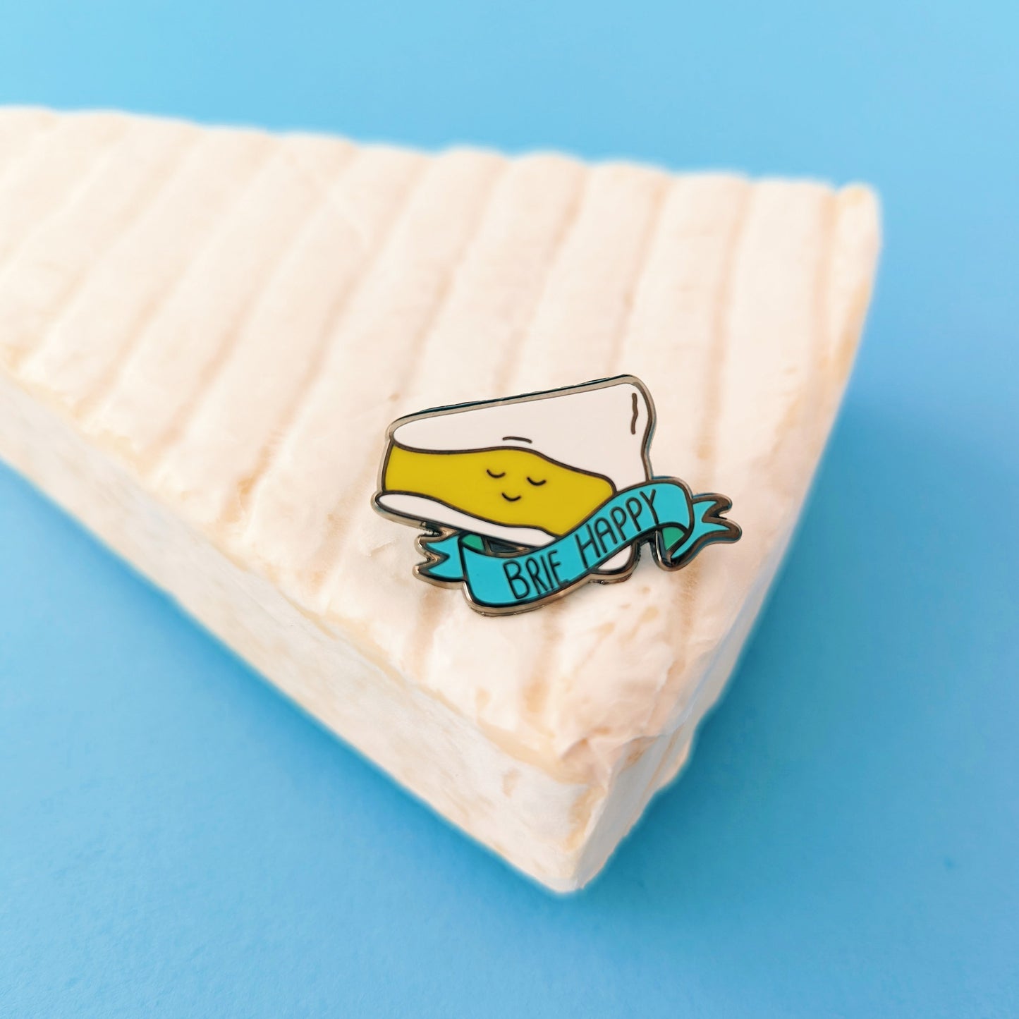 Brie Happy Cheese Enamel Pin - QuinnsPins