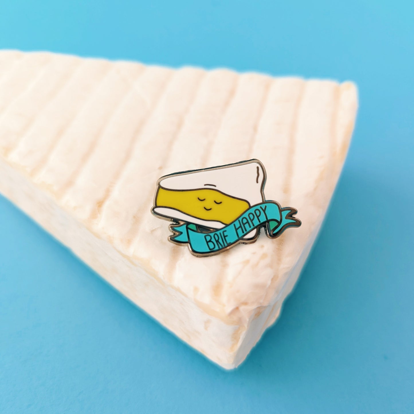 Brie Happy Cheese Enamel Pin - QuinnsPins